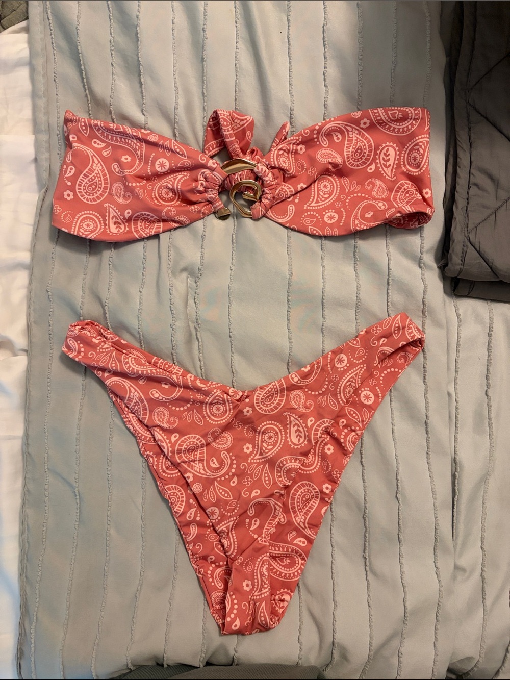 Dippin' Daisy's Coral Paisley Ring-Detail Bikini